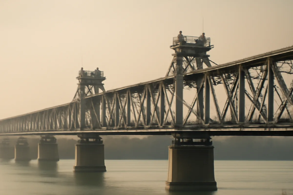 Le pont du Danube reliant Roussé en Bulgarie à Giurgiu en Roumanie