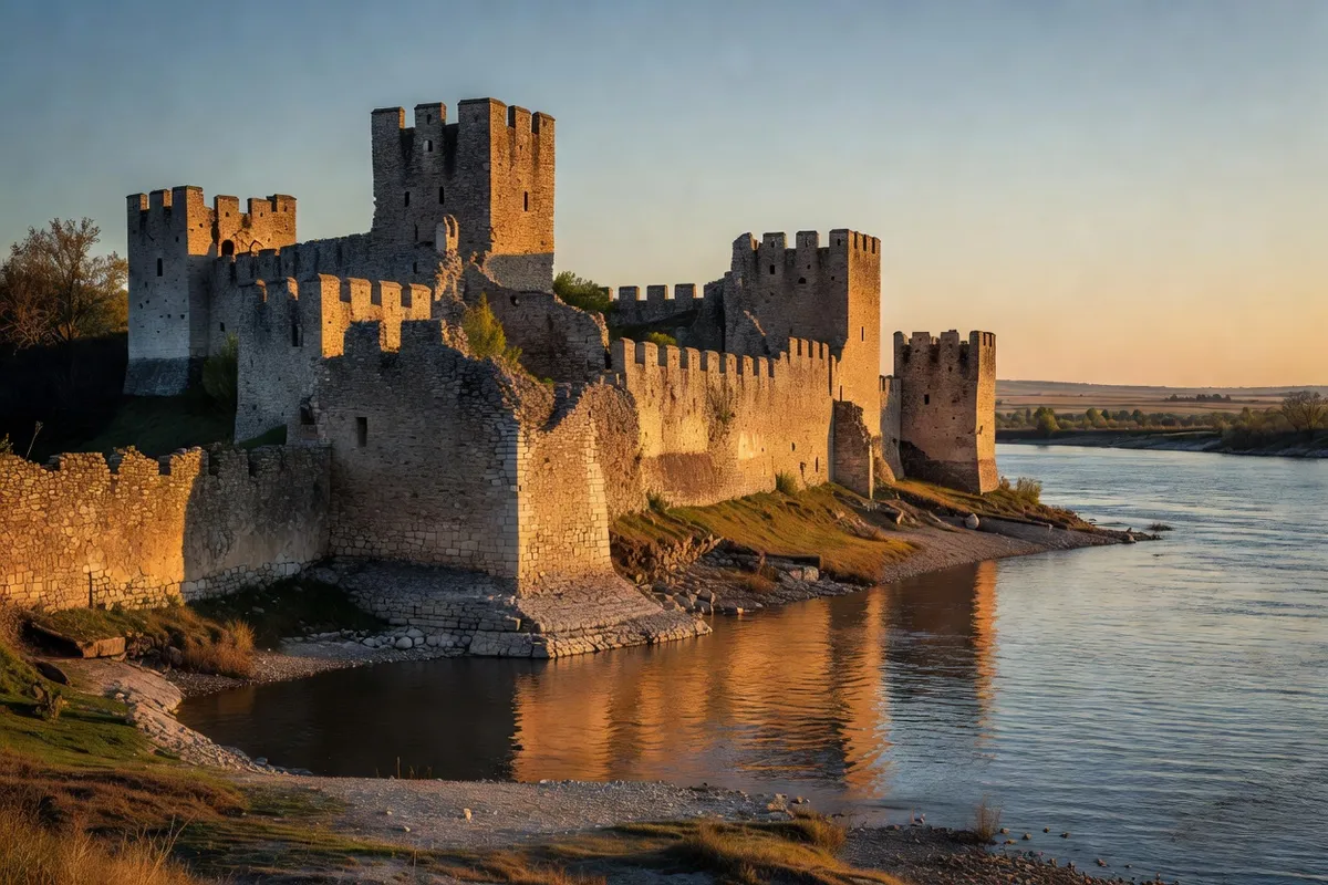 Forteresse médiévale Baba Vida au bord du Danube à Vidin sous une lumière de fin de journée