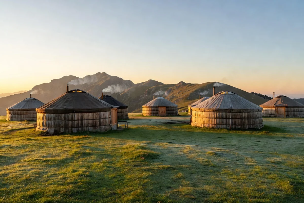 Yourte traditionnelle dans les montagnes des Rhodopes en Bulgarie