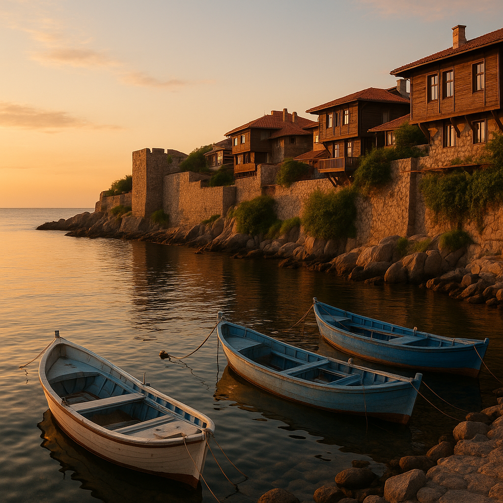 La vieille ville de Nessebar et ses églises en pierre au bord de la mer Noire