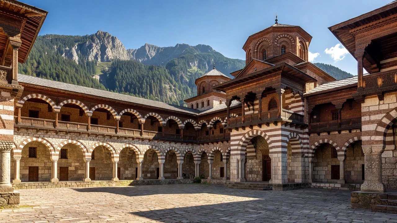 Le monastère de Rila niché dans les montagnes enneigées de Bulgarie