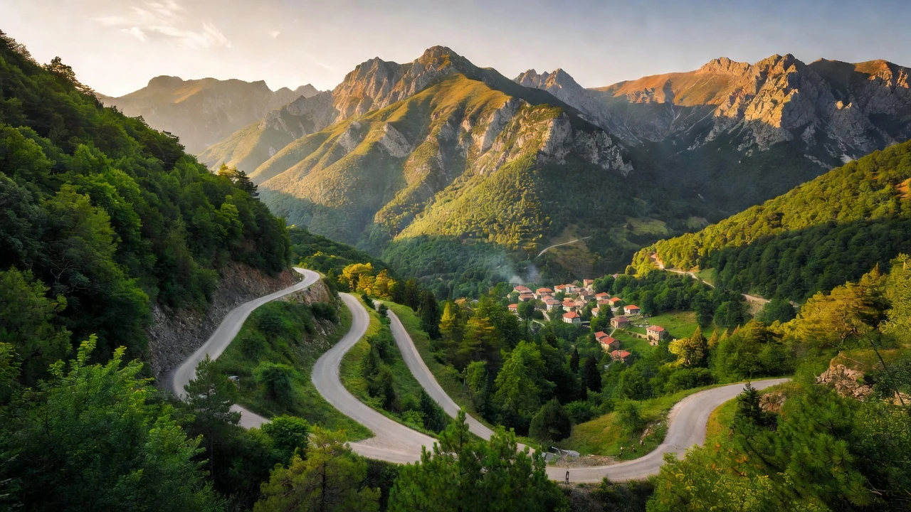 Route panoramique dans les Rhodopes bulgares avec vue sur les montagnes