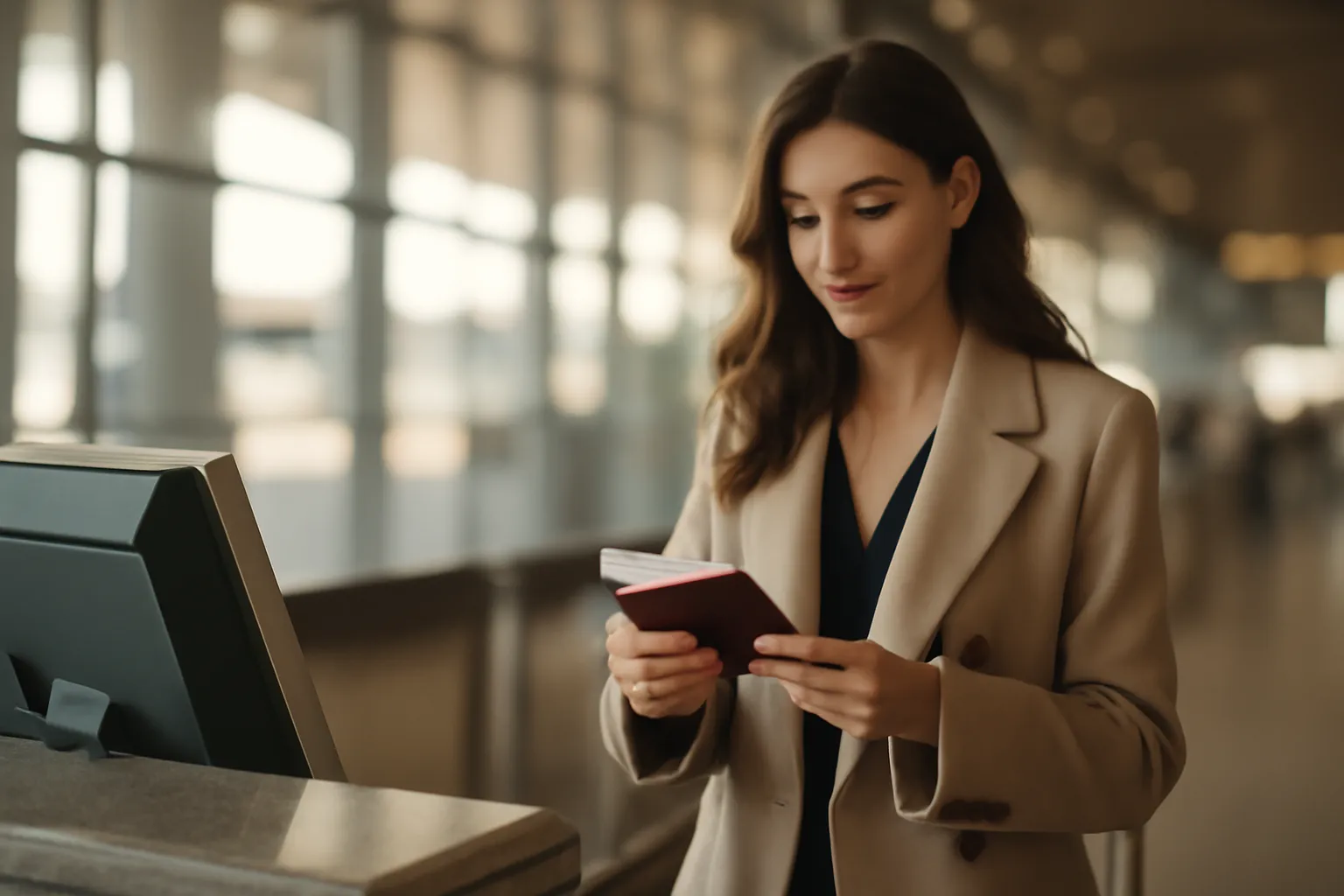 Voyageurs préparant leurs documents de voyage, passeport et carte d'identité, avant un départ pour la Bulgarie