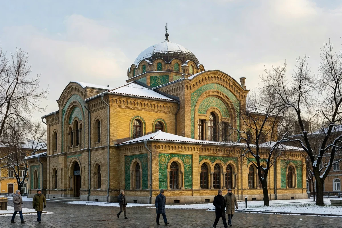Le bâtiment historique des Bains minéraux centraux de Sofia en hiver